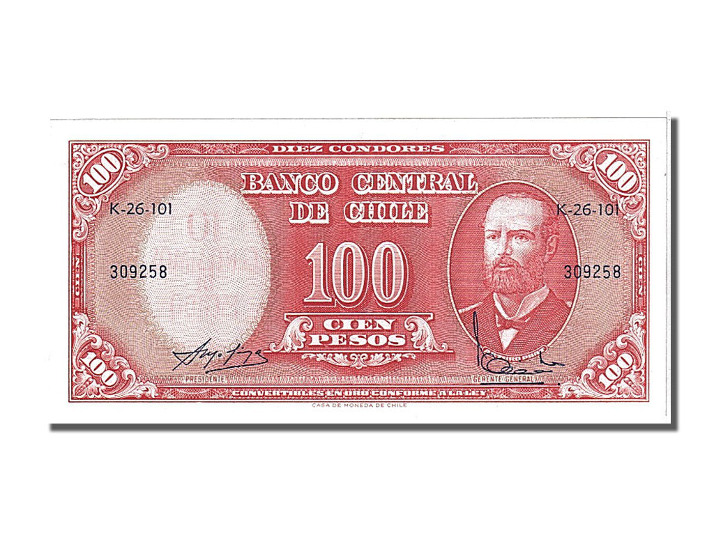 Banknote, Chile, 10 Centesimos on 100 Pesos, 1960, UNC(65-70)