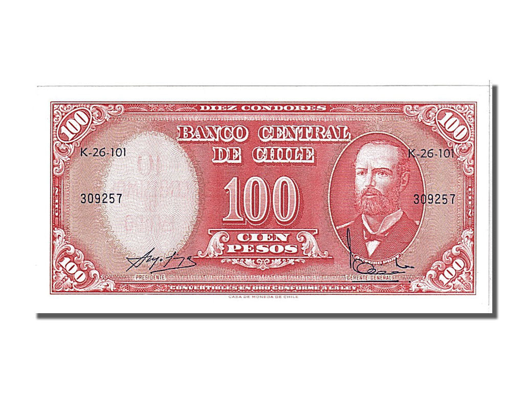 Banknote, Chile, 10 Centesimos on 100 Pesos, 1960, UNC(65-70)