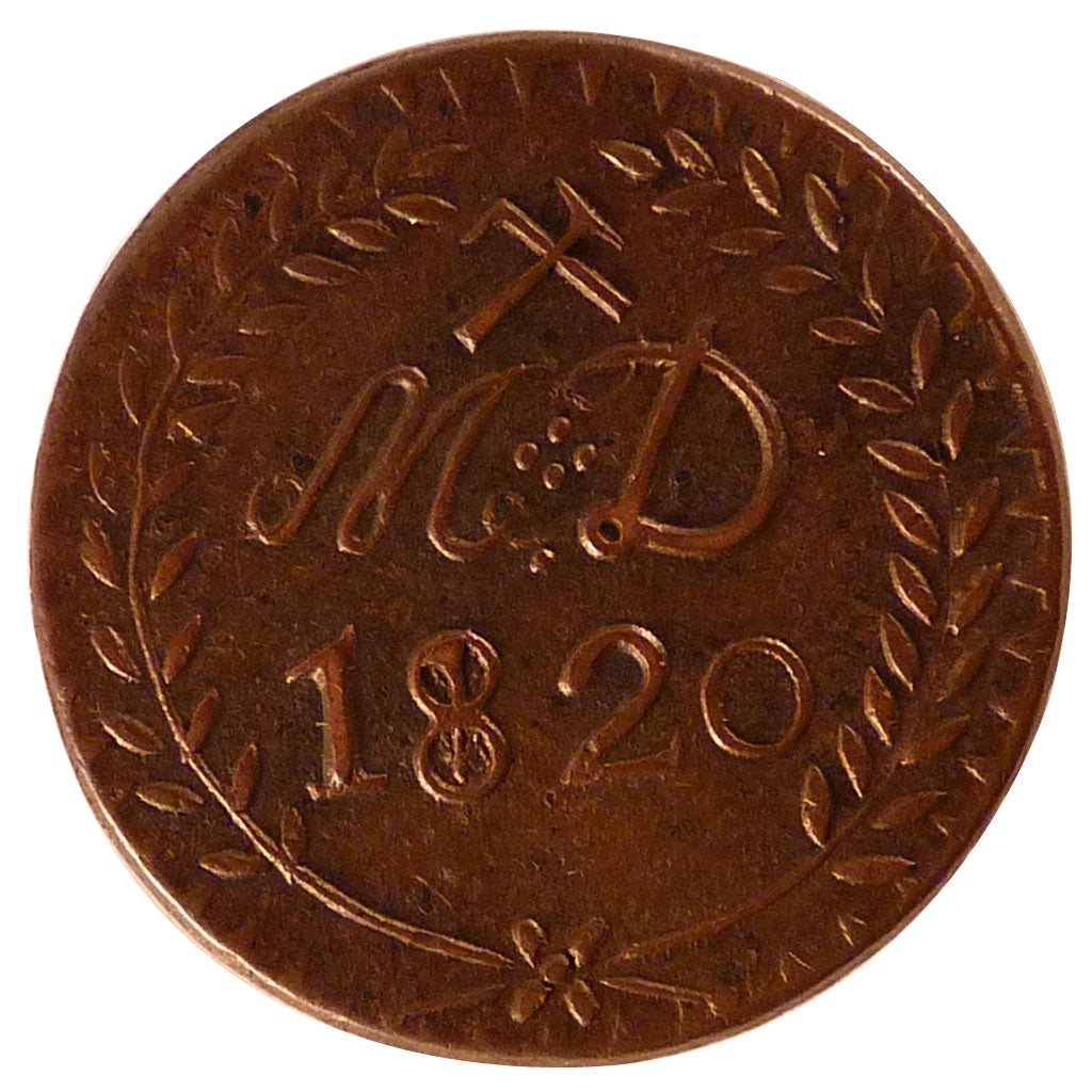FRANCE, 30 Sous, 1820, Aniche, AU(55-58), Bronze, 13.38