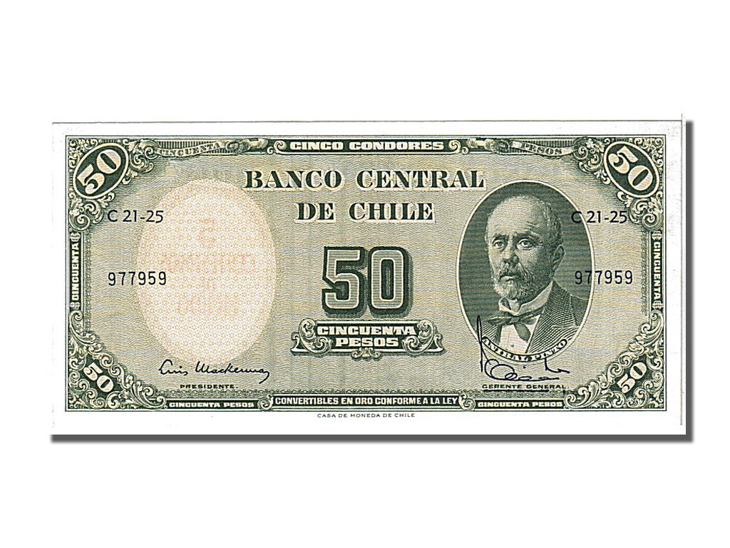 Billete, 5 Centesimos on 50 Pesos, 1960, Chile, UNC