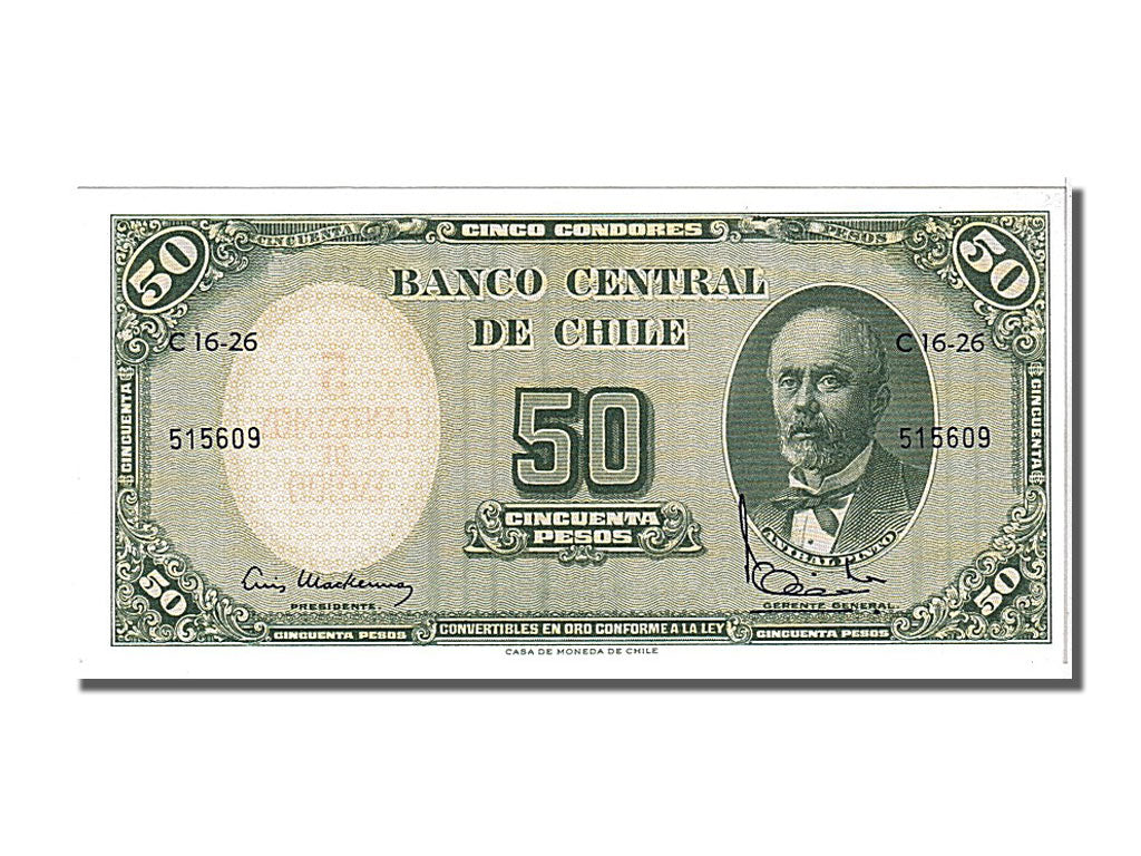 Banconote, Cile, 5 Centesimos on 50 Pesos, 1960, FDS