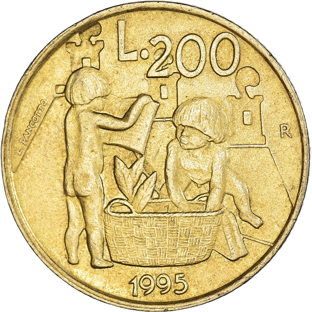Moneta, San Marino, 200 Lire, 1995, Rome, MB+, Alluminio-bronzo, KM:329