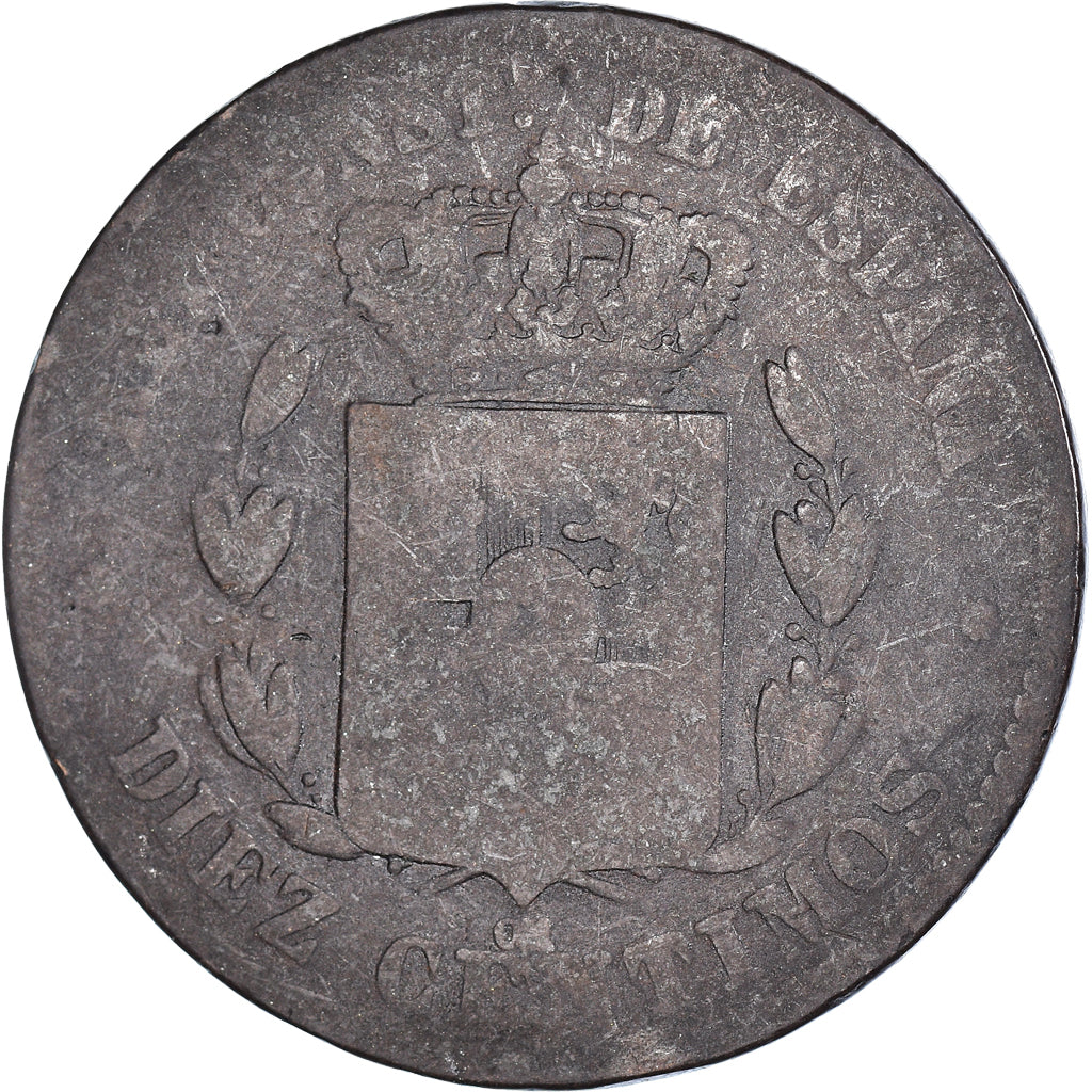 Moneta, Spagna, Alfonso XII, 10 Centimos, 1878, Madrid, B, Bronzo, KM:675