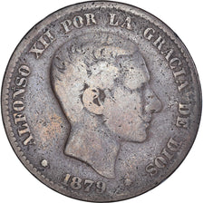 Monnaie, Espagne, Alfonso XII, 10 Centimos, 1879, Barcelona, TB, Bronze, KM:675