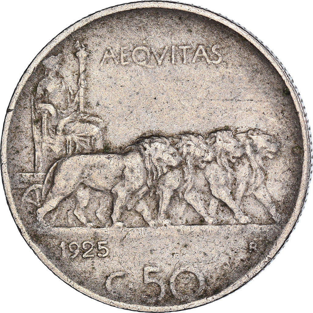 Moneta, Italia, Vittorio Emanuele III, 50 Centesimi, 1925, Rome, MB, Nichel