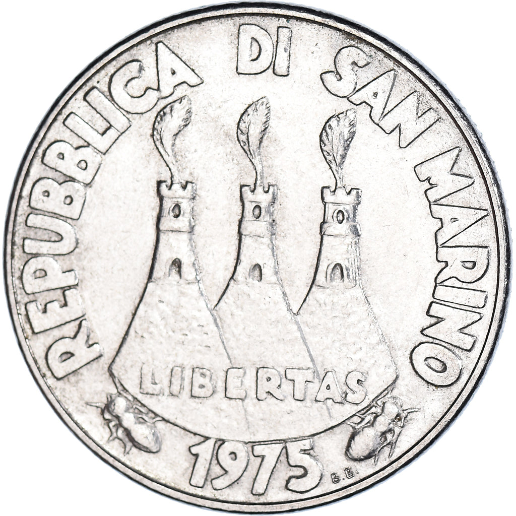 Moneta, San Marino, 50 Lire, 1975, Rome, FDC, BB, Acciaio, KM:45