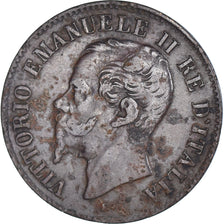 Moneda, Italia, Vittorio Emanuele II, 2 Centesimi, 1861, Milan, BC+, Cobre