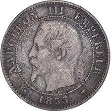 Coin, France, Napoleon III, 2 Centimes, 1855, Paris, VF(30-35), Bronze