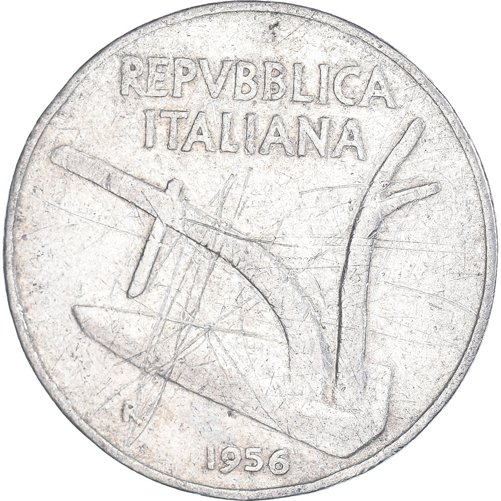 Münze, Italien, 10 Lire, 1956, Rome, S, Aluminium, KM:93
