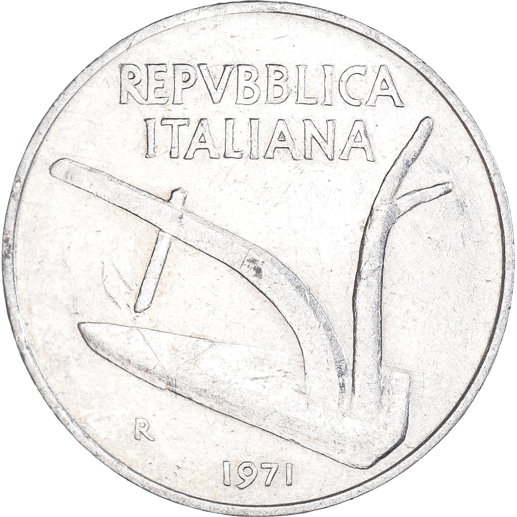 Munten, Italië, 10 Lire, 1971, Rome, ZF, Aluminium