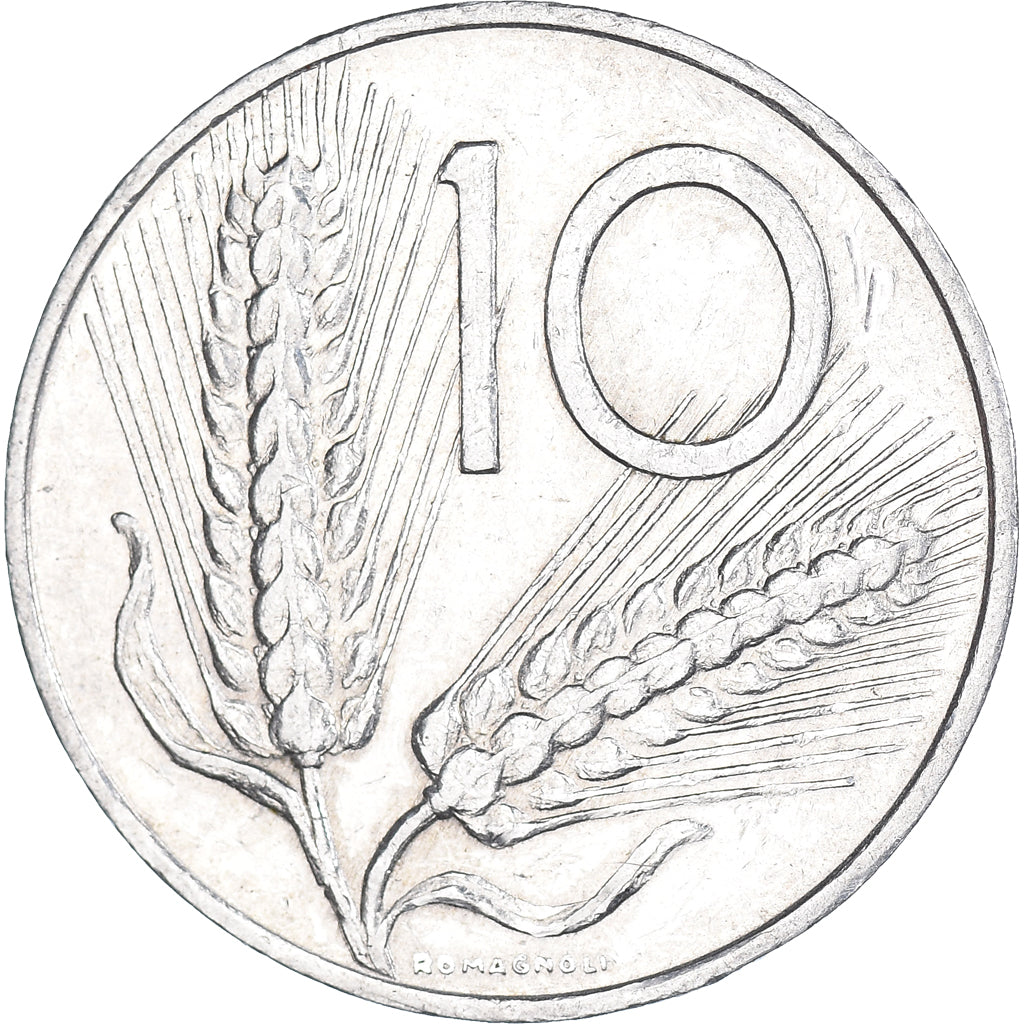 Munten, Italië, 10 Lire, 1971, Rome, ZF, Aluminium