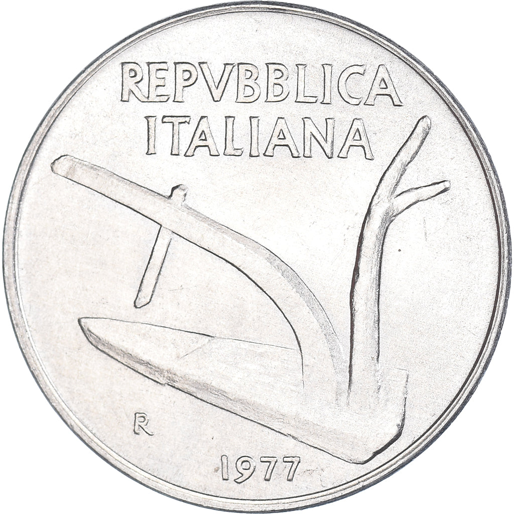Moeda, Itália, 10 Lire, 1977, Rome, AU(50-53), Alumínio, KM:93
