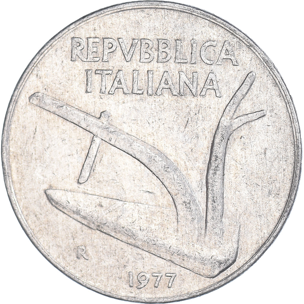 Munten, Italië, 10 Lire, 1977, Rome, FR+, Aluminium, KM:93