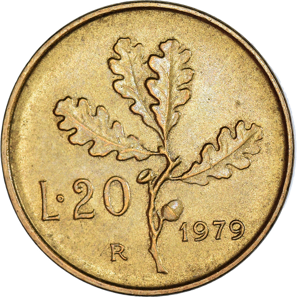 Coin, Italy, 20 Lire, 1979, Rome, AU(50-53), Bronzital, KM:97.2