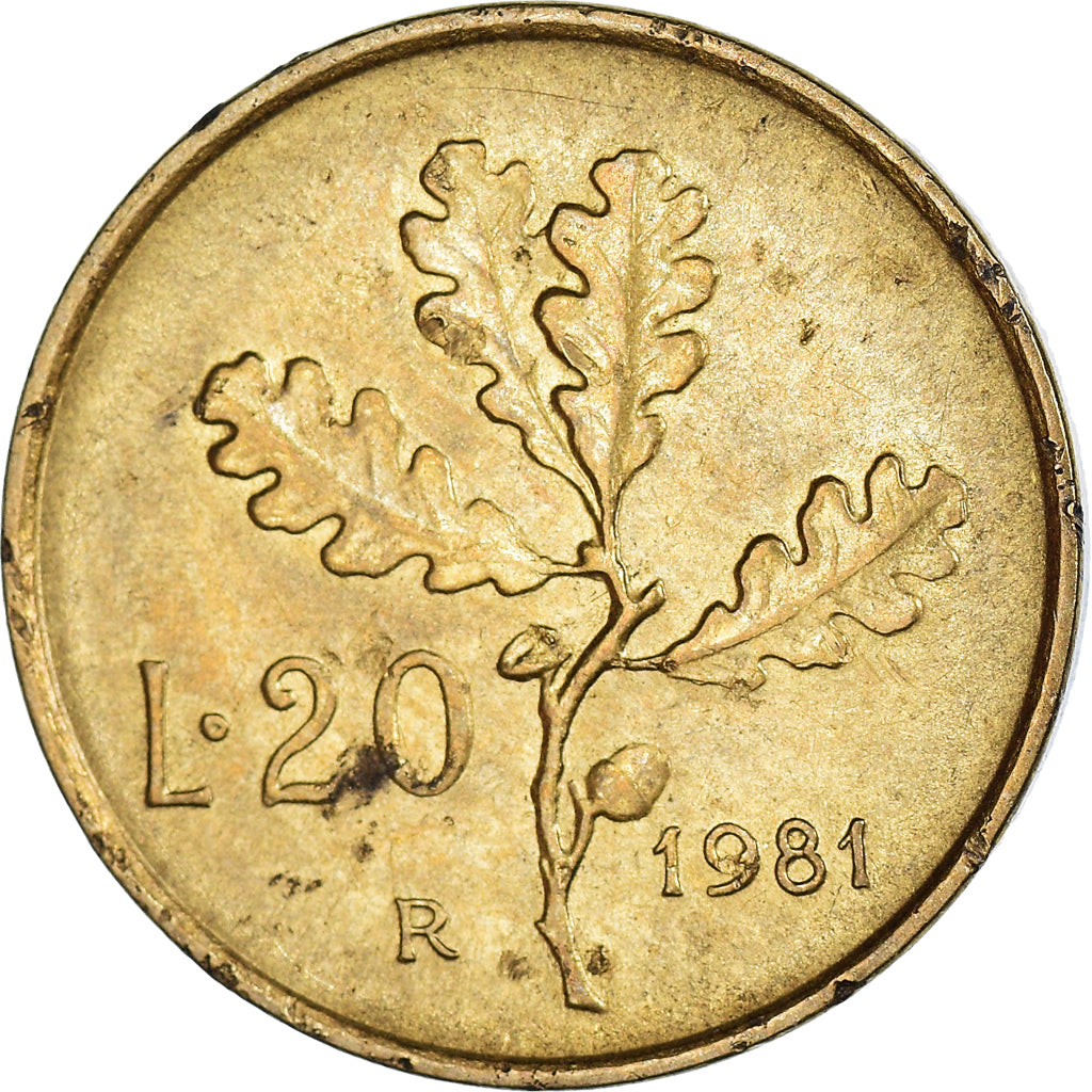 Munten, Italië, 20 Lire, 1981, Rome, FR, Aluminum-Bronze, KM:97.2
