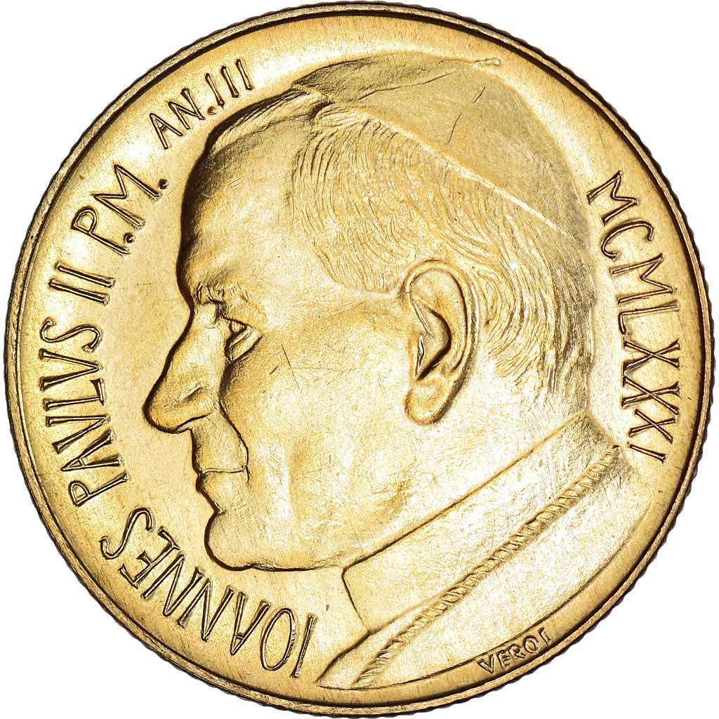 Coin, VATICAN CITY, John Paul II, 200 Lire, 1981, MS(65-70), Aluminum-Bronze