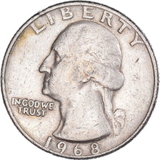 Moneta, Stati Uniti, Washington Quarter, Quarter, 1968, Philadelphia, MB+, Rame