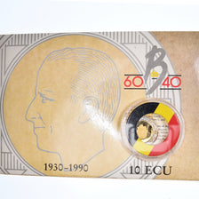 Monnaie, Belgique, 10 Ecu, 1990, 10 Ecu en or et argent 60 ans du roi Baudouin