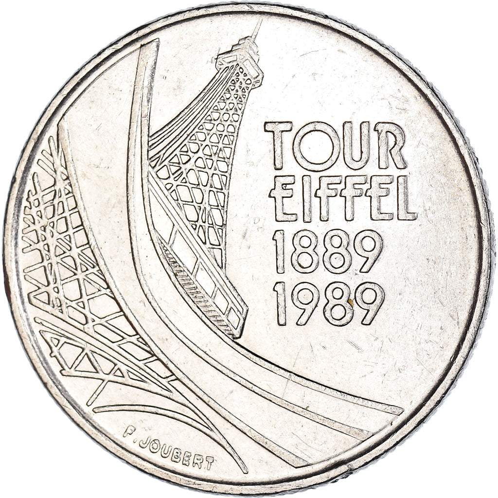 Moeda, França, Tour Eiffel, 5 Francs, 1989, Paris, VF(30-35), Níquel, KM:968