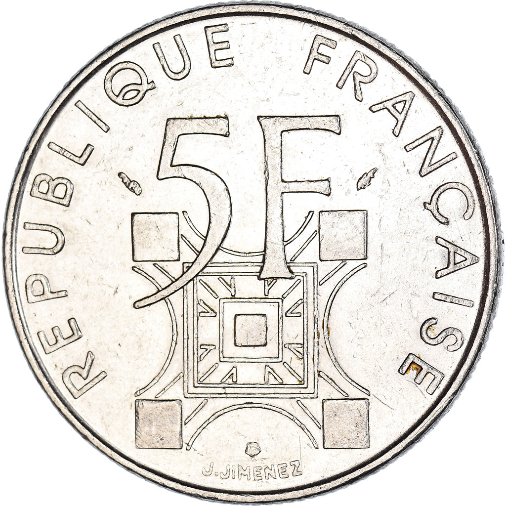 Moeda, França, Tour Eiffel, 5 Francs, 1989, Paris, VF(30-35), Níquel, KM:968