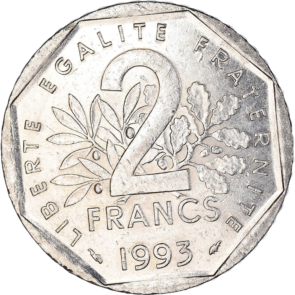 Moneta, Francia, Jean Moulin, 2 Francs, 1993, Paris, MB+, Nichel, KM:1062