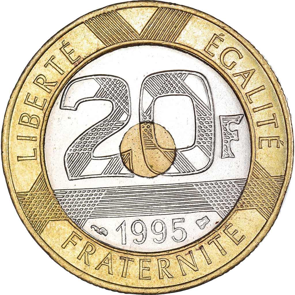 Coin, France, Mont Saint Michel, 20 Francs, 1995, EF(40-45), Tri-Metallic