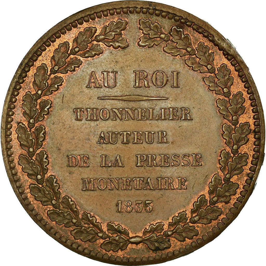 France, Module 5 francs, 1833, Paris, Bronze, Pattern, AU(55-58)