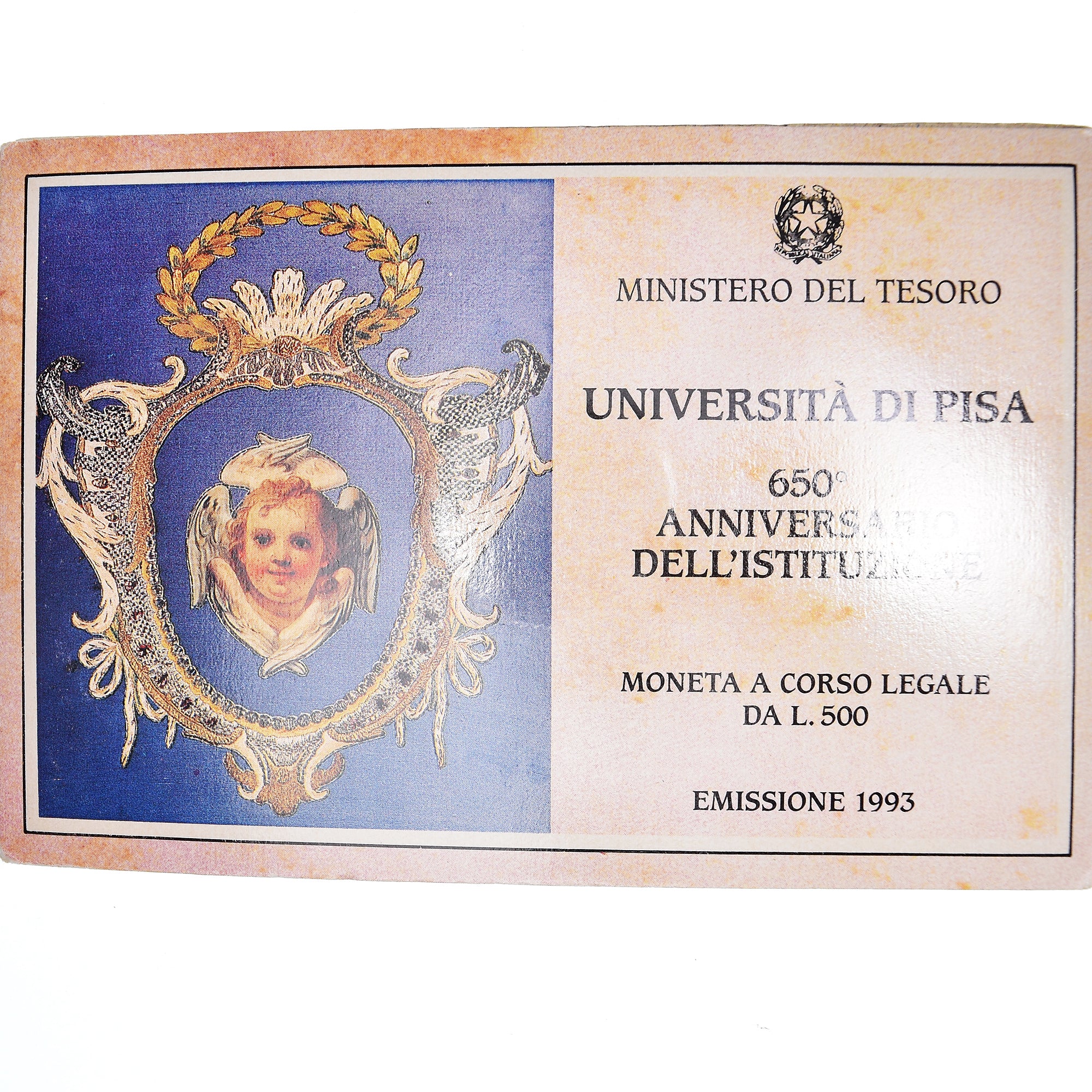 Coin, Italy, 500 Lire, 1993, Rome, Université de Pise.BU, MS(65-70), Silver
