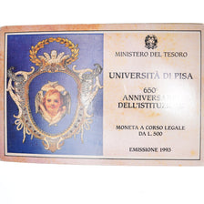Coin, Italy, 500 Lire, 1993, Rome, Université de Pise.BU, MS(65-70), Silver