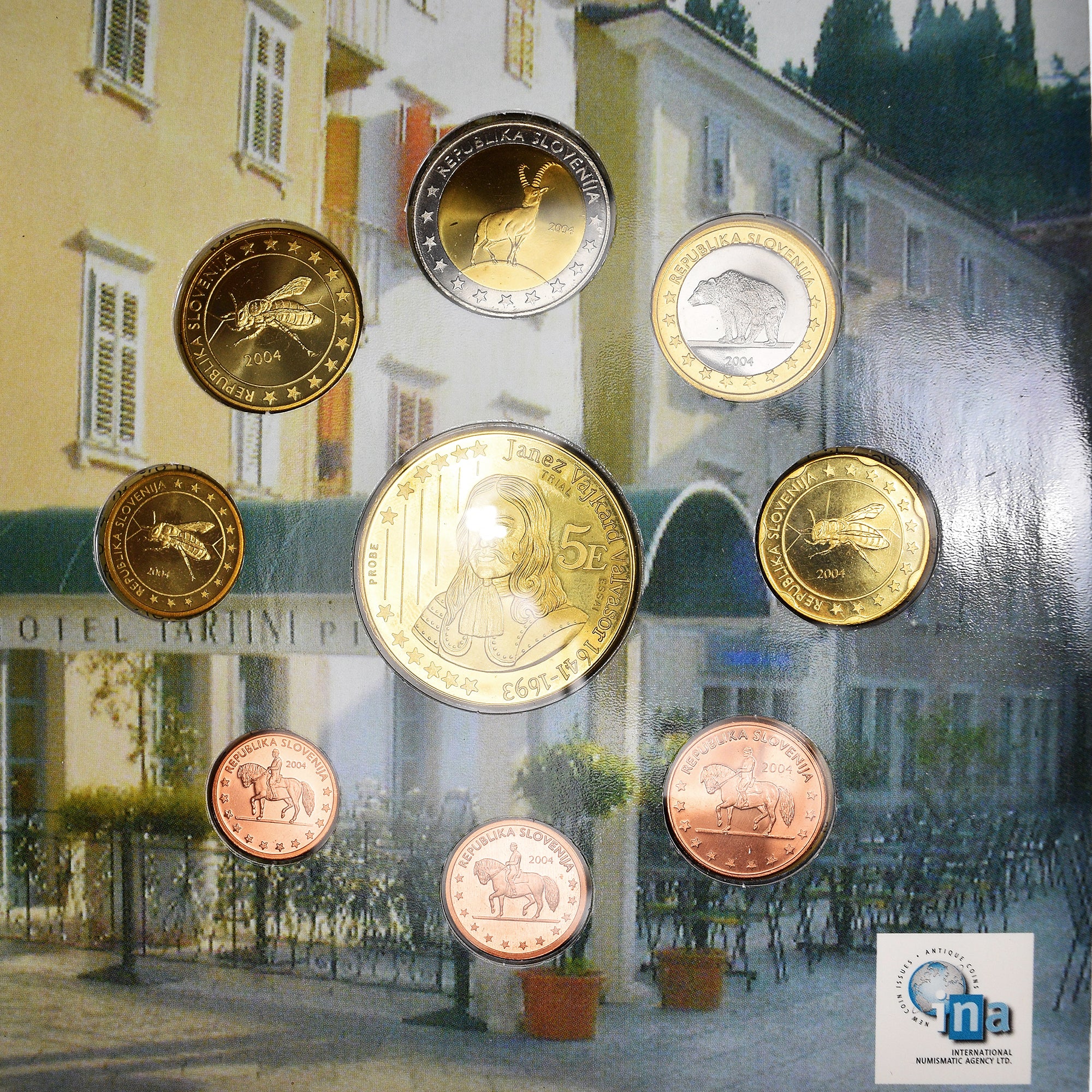 Slovenia, Set, 2004, Set EURO  PROTOTYPE - 9 PIECES - ESSAI - 2004, MS(65-70)