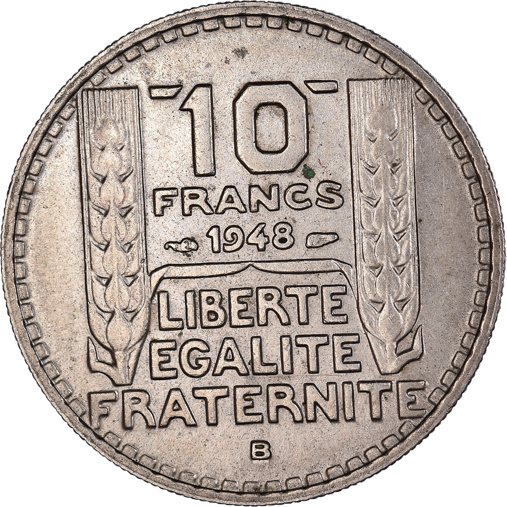 Moneda, Francia, Turin, 10 Francs, 1948, Beaumont - Le Roger, MBC+, Cobre -