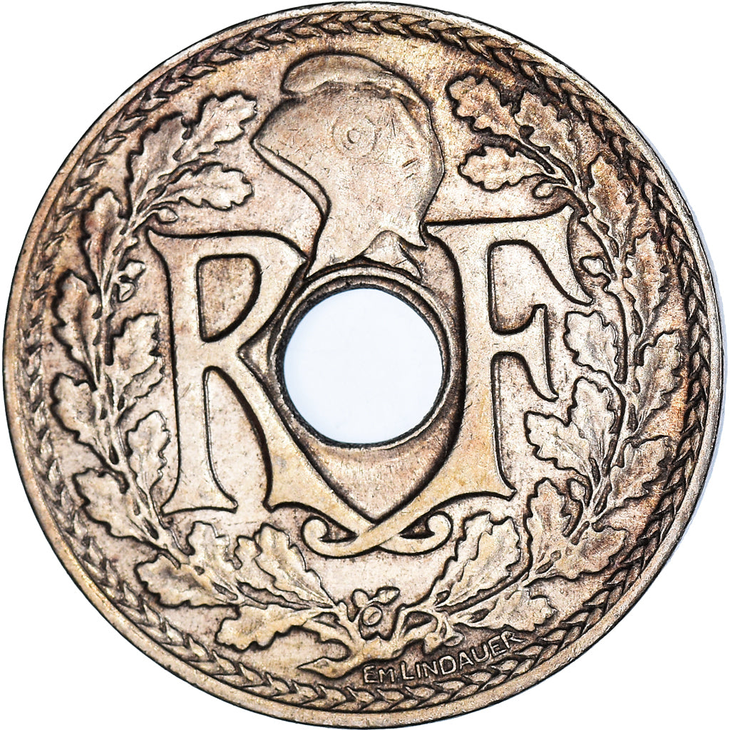 Munten, Frankrijk, Lindauer, 25 Centimes, 1917, ZF+, Cupro-nikkel, KM:867a