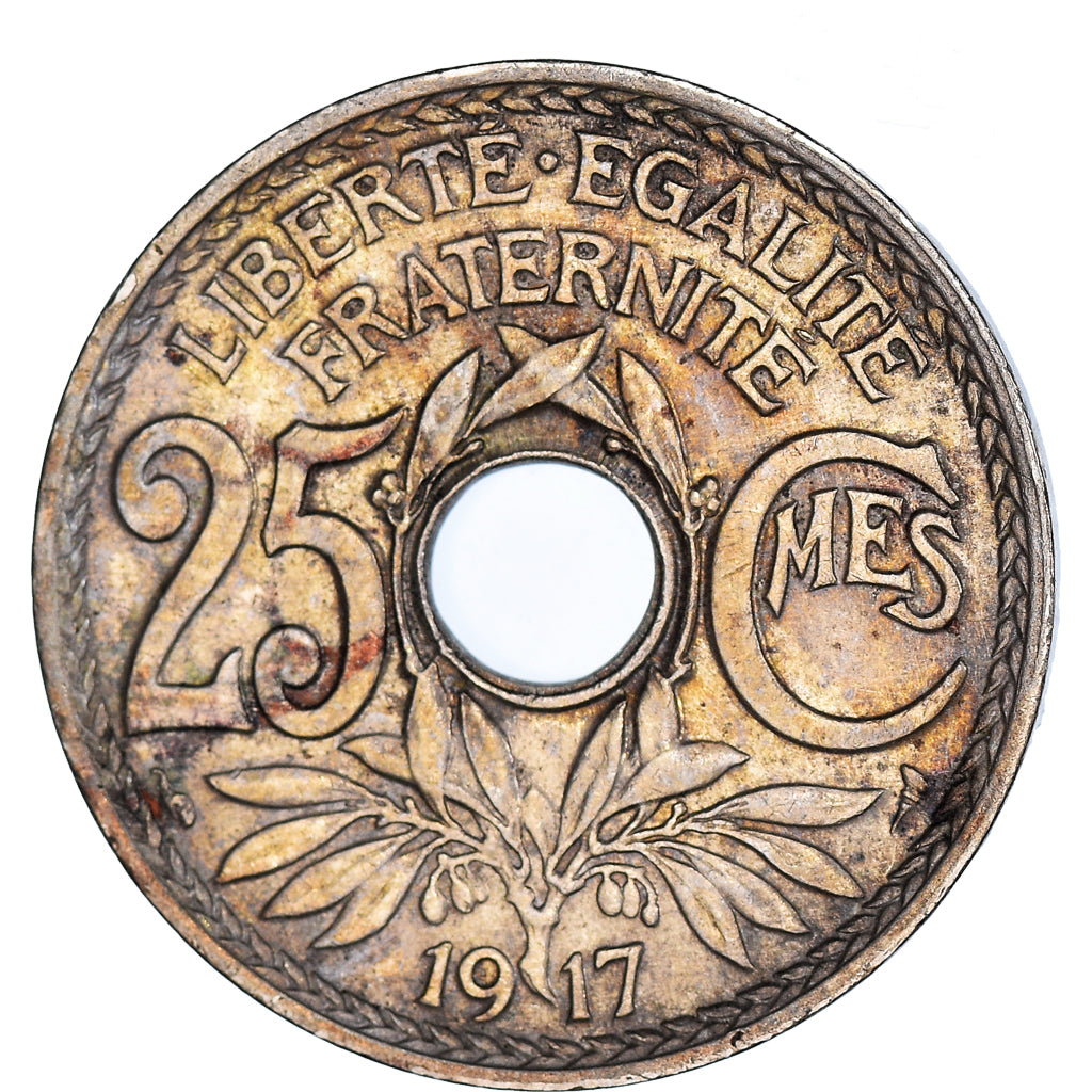 Munten, Frankrijk, Lindauer, 25 Centimes, 1917, ZF+, Cupro-nikkel, KM:867a