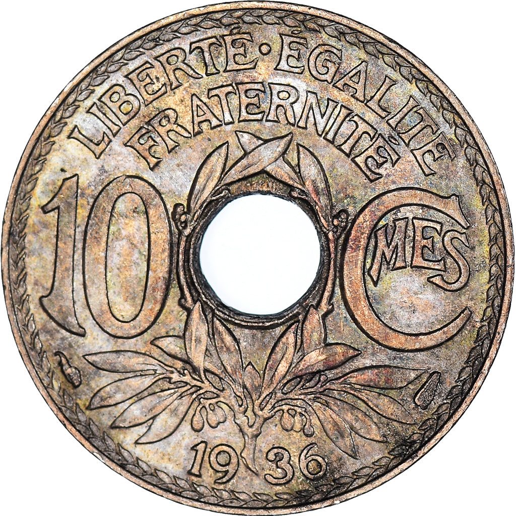 Münze, Frankreich, Lindauer, 10 Centimes, 1936, SS, Kupfer-Nickel, KM:866a