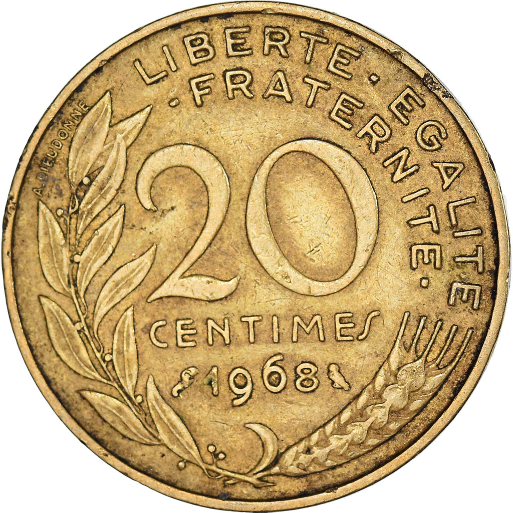 Coin, France, Marianne, 20 Centimes, 1968, Paris, VF(30-35), Aluminum-Bronze