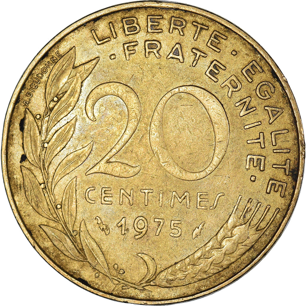 Coin, France, Marianne, 20 Centimes, 1975, Paris, EF(40-45), Aluminum-Bronze
