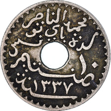 Coin, Tunisia, Muhammad al-Nasir Bey, 10 Centimes, 1918, Paris, VF(30-35)
