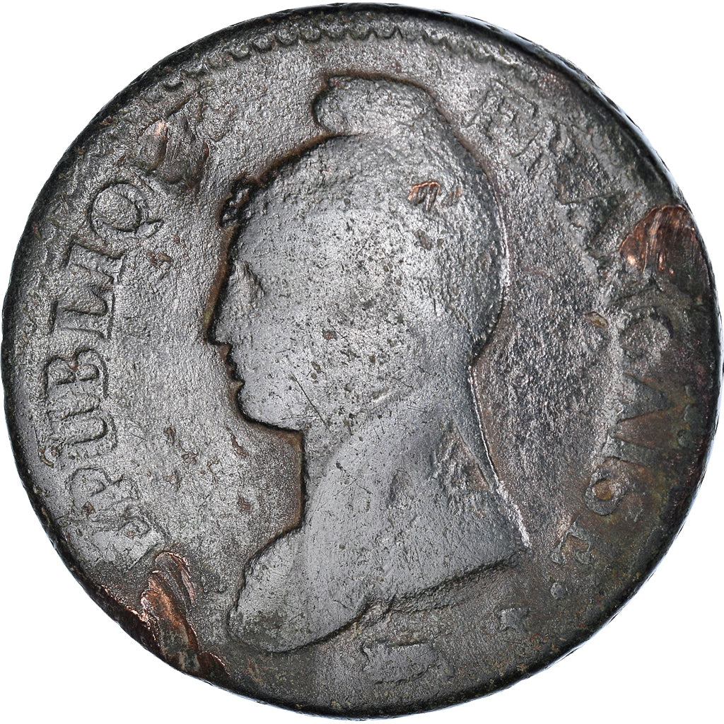 Moneta, Francia, Decime, AN 8, Metz, B+, Bronzo, Gadoury:187a
