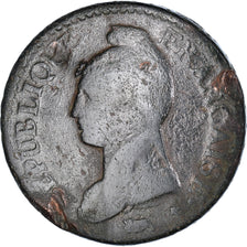 Coin, France, Decime, AN 8, Metz, F(12-15), Bronze, Gadoury:187a