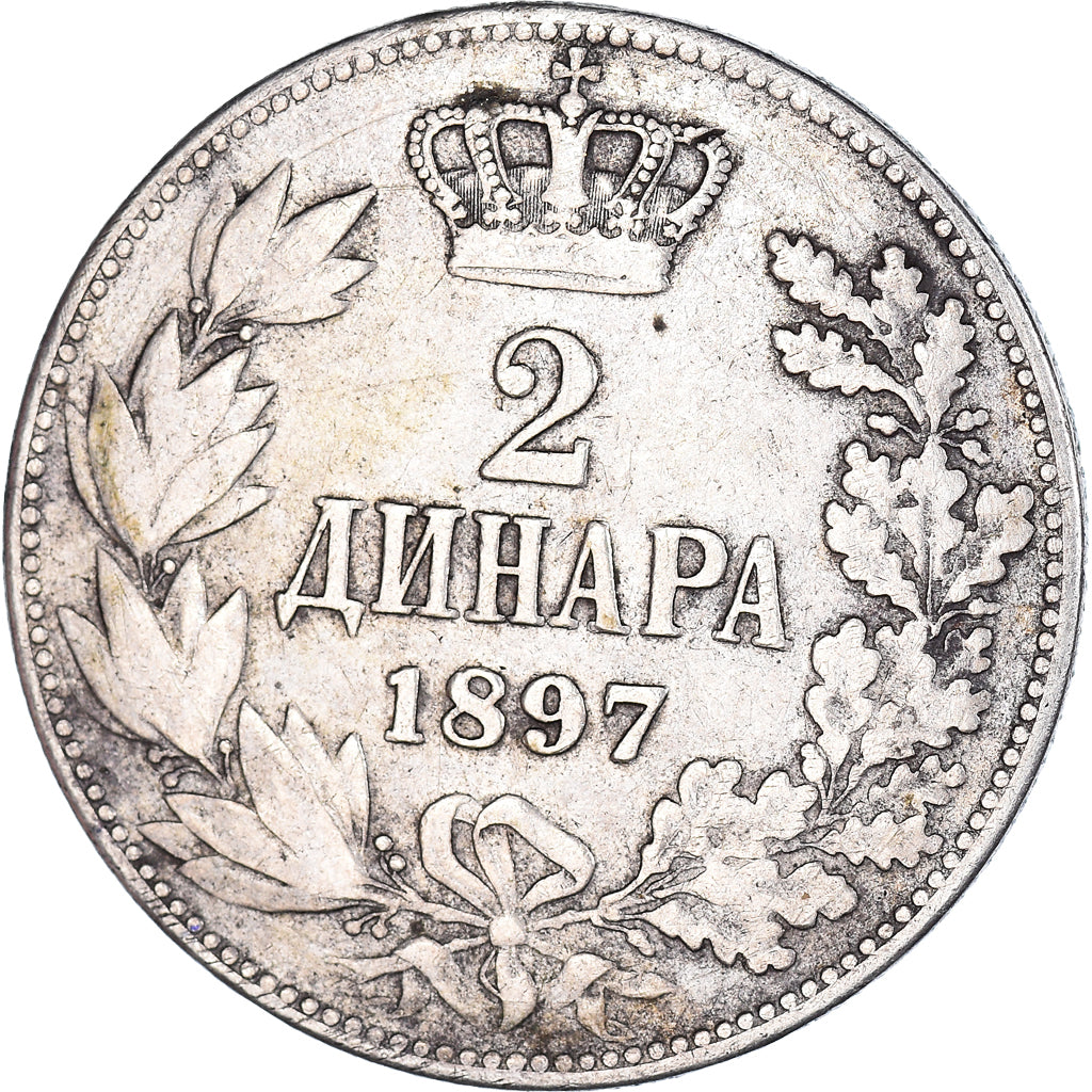 Coin, Serbia, Alexander I, 2 Dinara, 1897, VF(30-35), Silver, KM:22