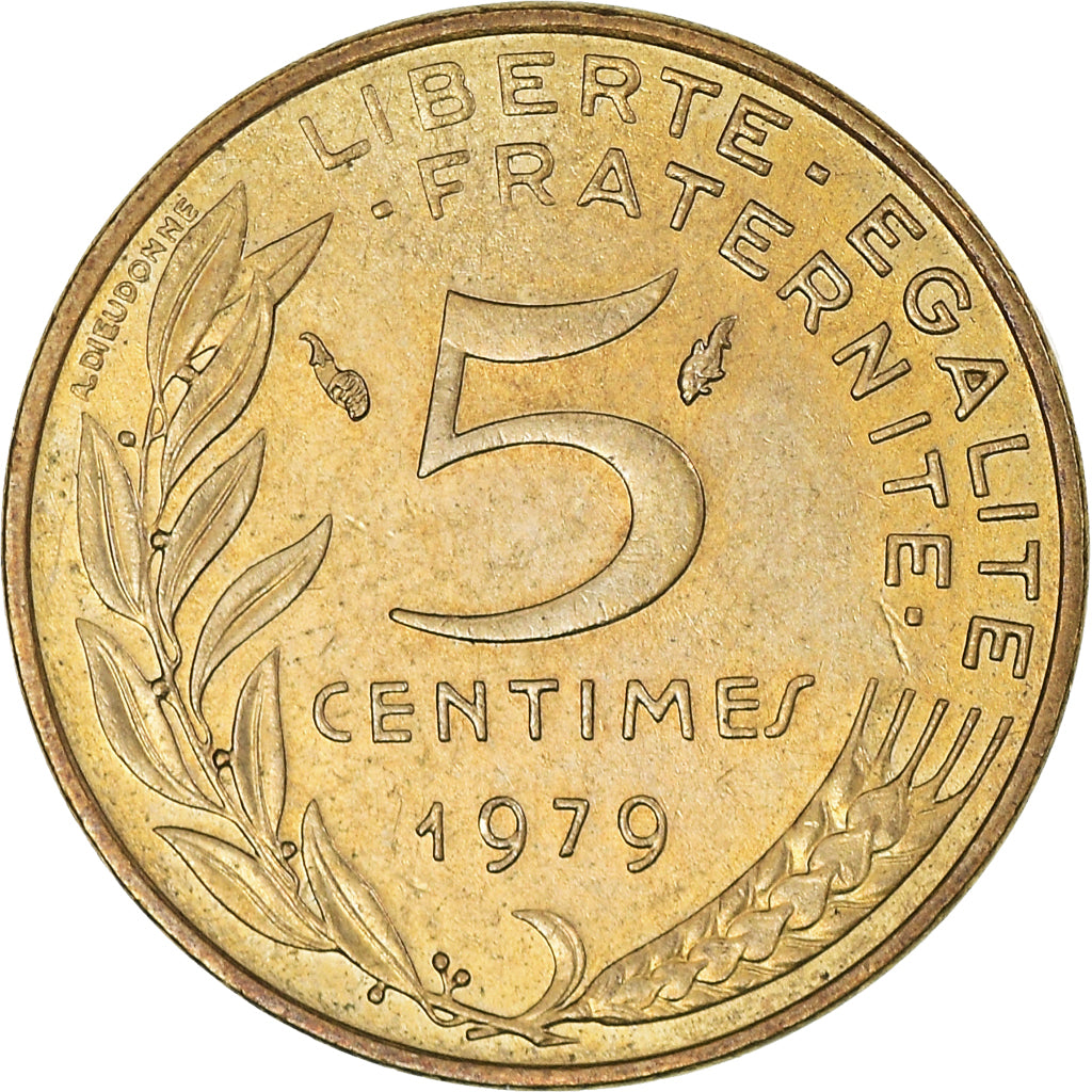 Munten, Frankrijk, Marianne, 5 Centimes, 1979, Paris, ZF+, Aluminum-Bronze