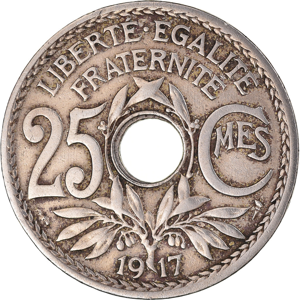 Coin, France, Lindauer, 25 Centimes, 1917, EF(40-45), Copper-nickel, KM:867a