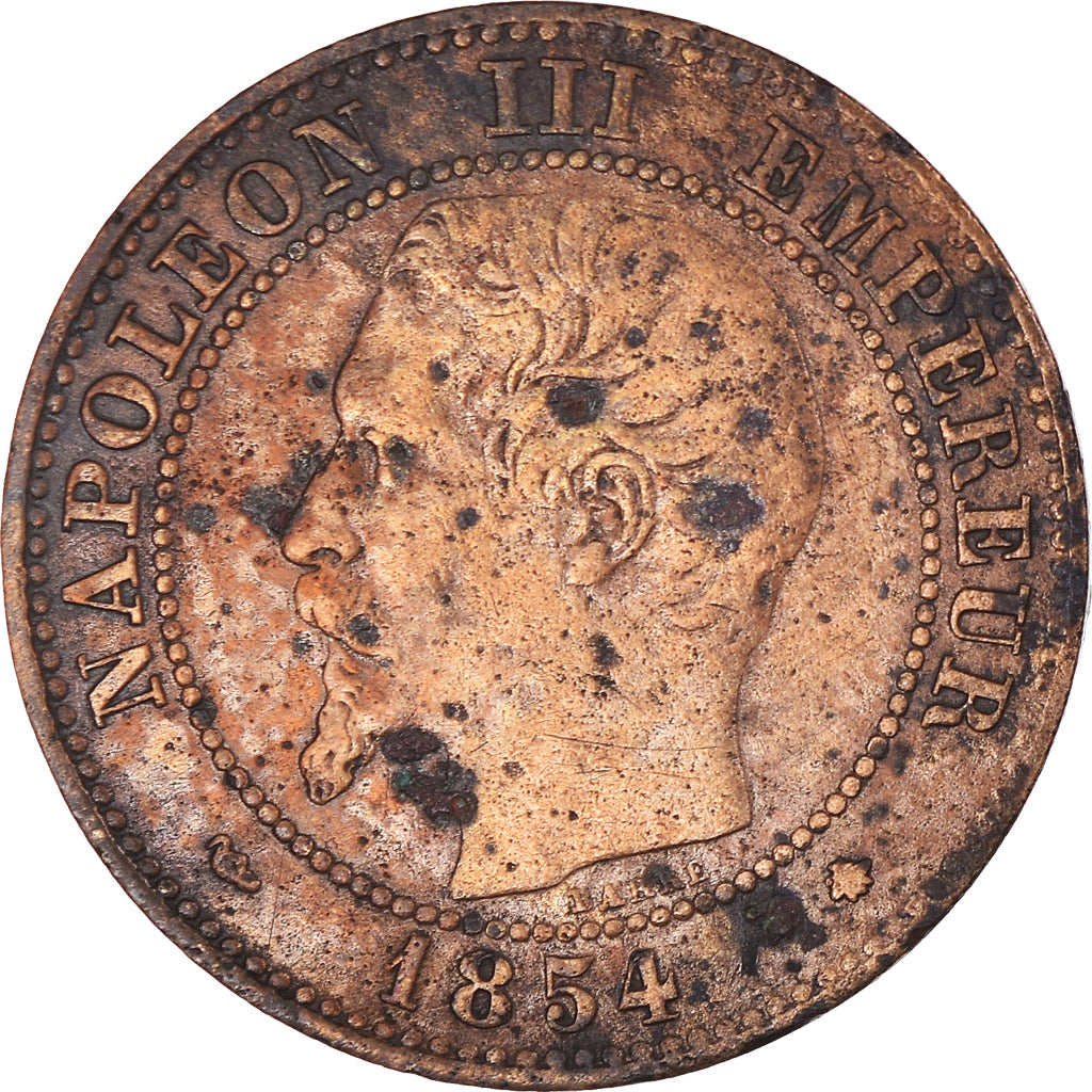 Munten, Frankrijk, Napoléon III, 2 Centimes, 1854, Strasbourg, FR+, Bronzen