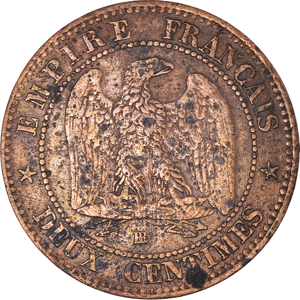 Munten, Frankrijk, Napoléon III, 2 Centimes, 1854, Strasbourg, FR+, Bronzen