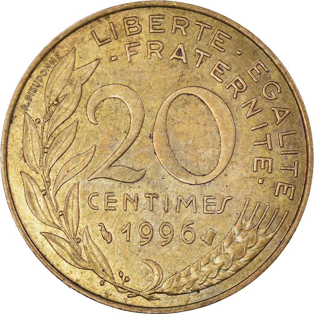 Moneta, Francia, Marianne, 20 Centimes, 1996, Paris, MB+, Alluminio-bronzo