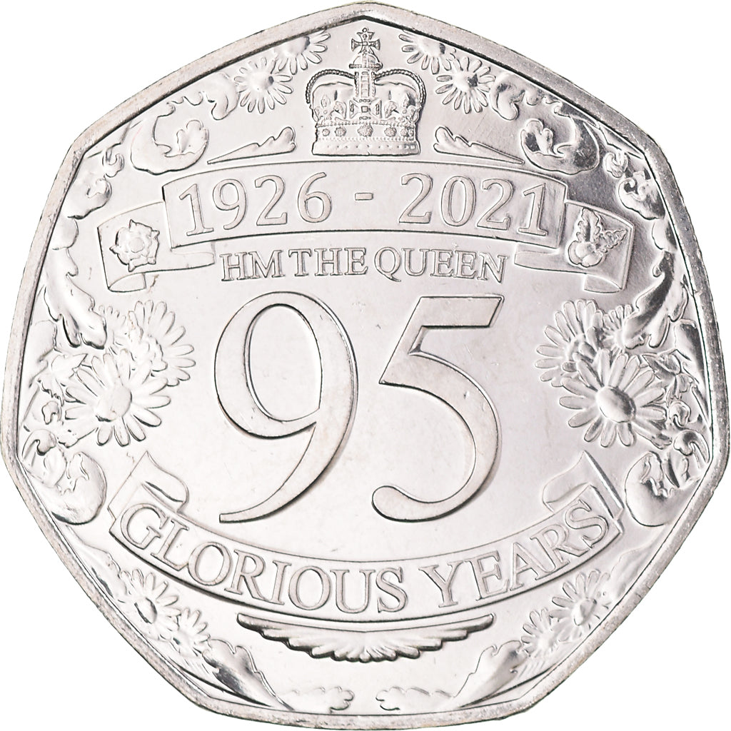 Moneta, Gibilterra, 50 Pence, 2021, 95 ans de la reine Elizabeth II, SPL