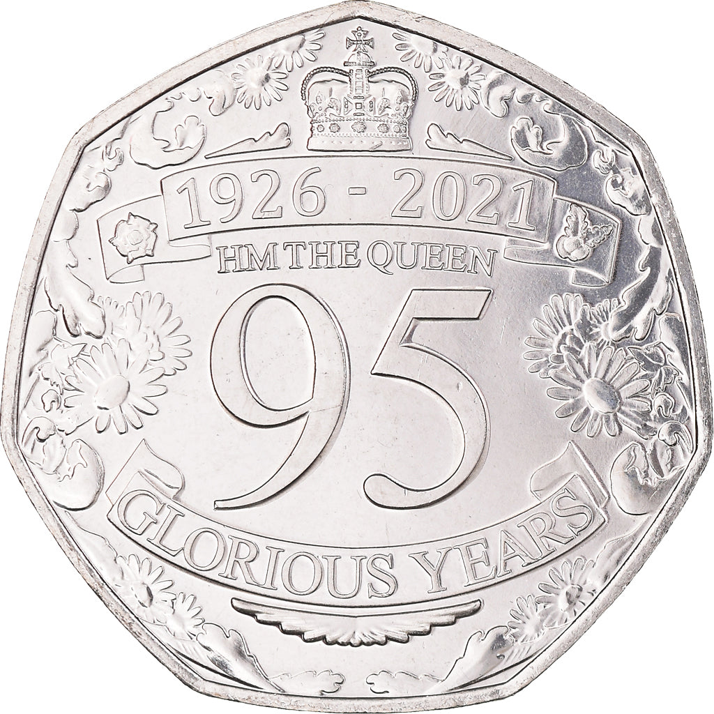 Münze, Gibraltar, 50 Pence, 2021, 95 ans de la reine Elizabeth II, UNZ