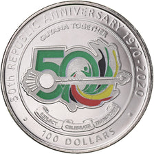 Coin, Guyana, 100 Dollars, 2020, 50 ans de la République.colorized., MS(63)
