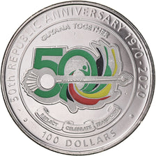 Coin, Guyana, 100 Dollars, 2020, 50 ans de la République.colorized., MS(63)