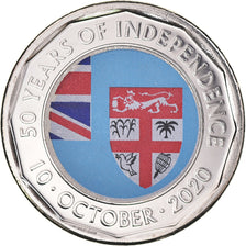 Coin, Fiji, 50 Cents, 2020, 50 ans of independence.colorized, MS(63), Nickel